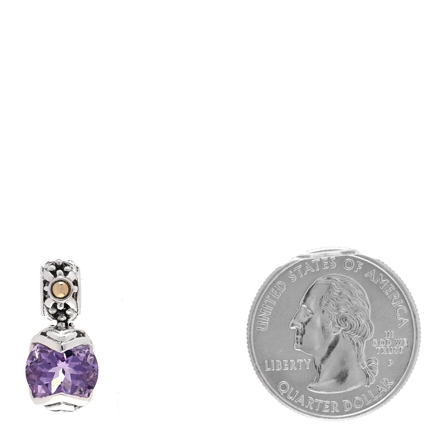 Sterling Silver 18K Yellow Gold Amethyst Dot Pendant