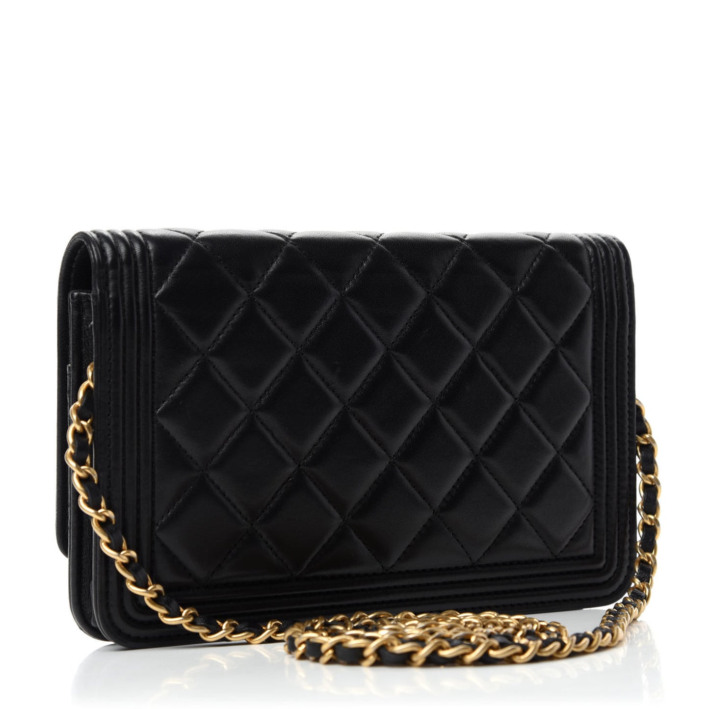 Lambskin Quilted Boy Wallet On Chain WOC Black