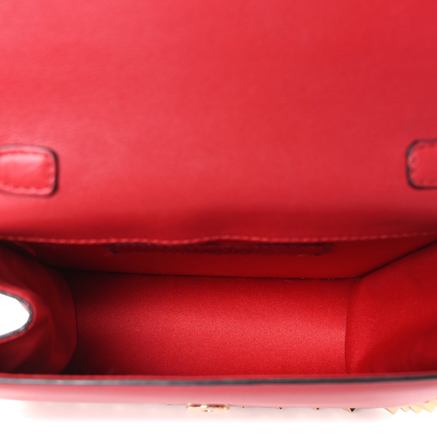 Vitello Rockstud Chain Flap Crossbody Bag Red