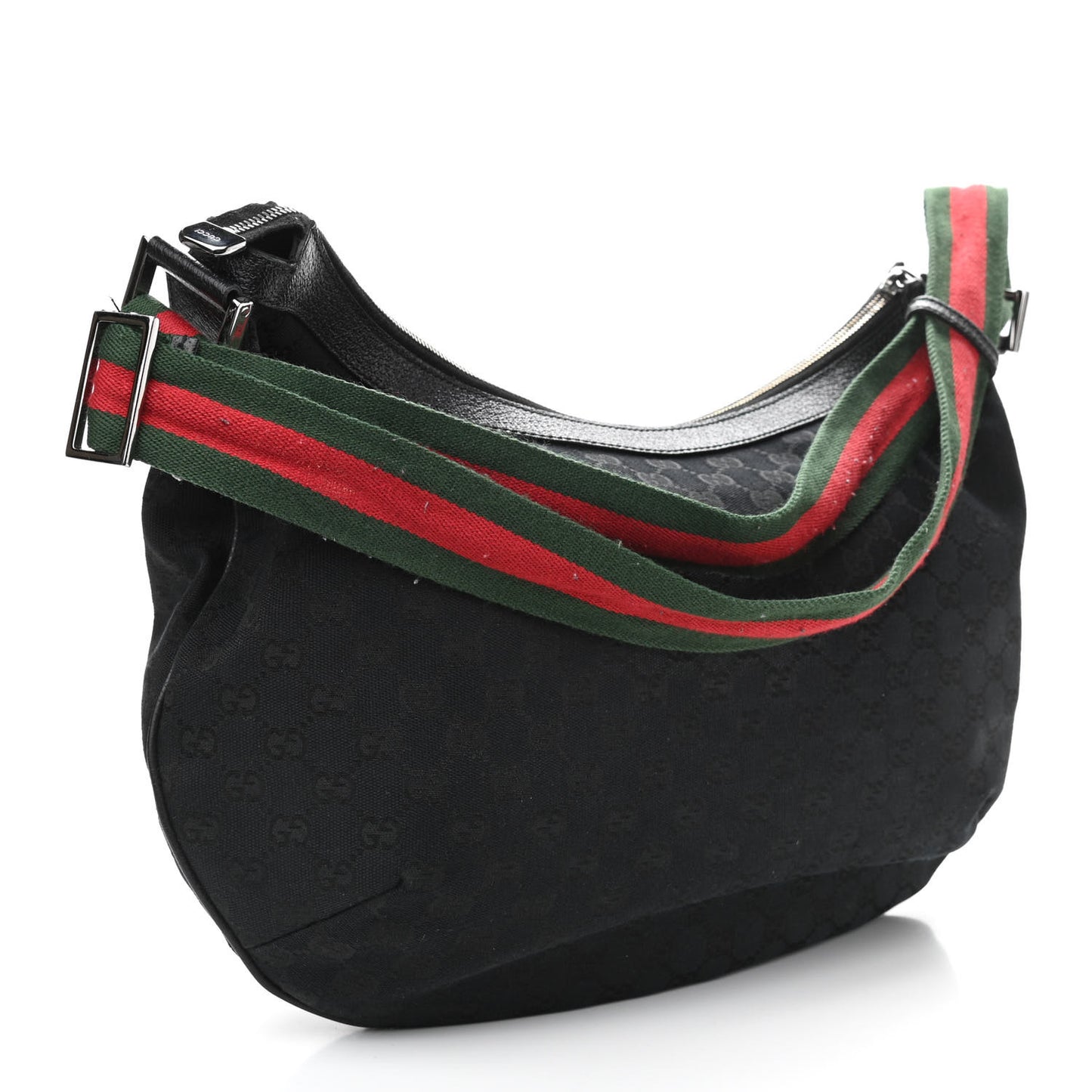 Monogram Web Medium Half Moon Hobo Black