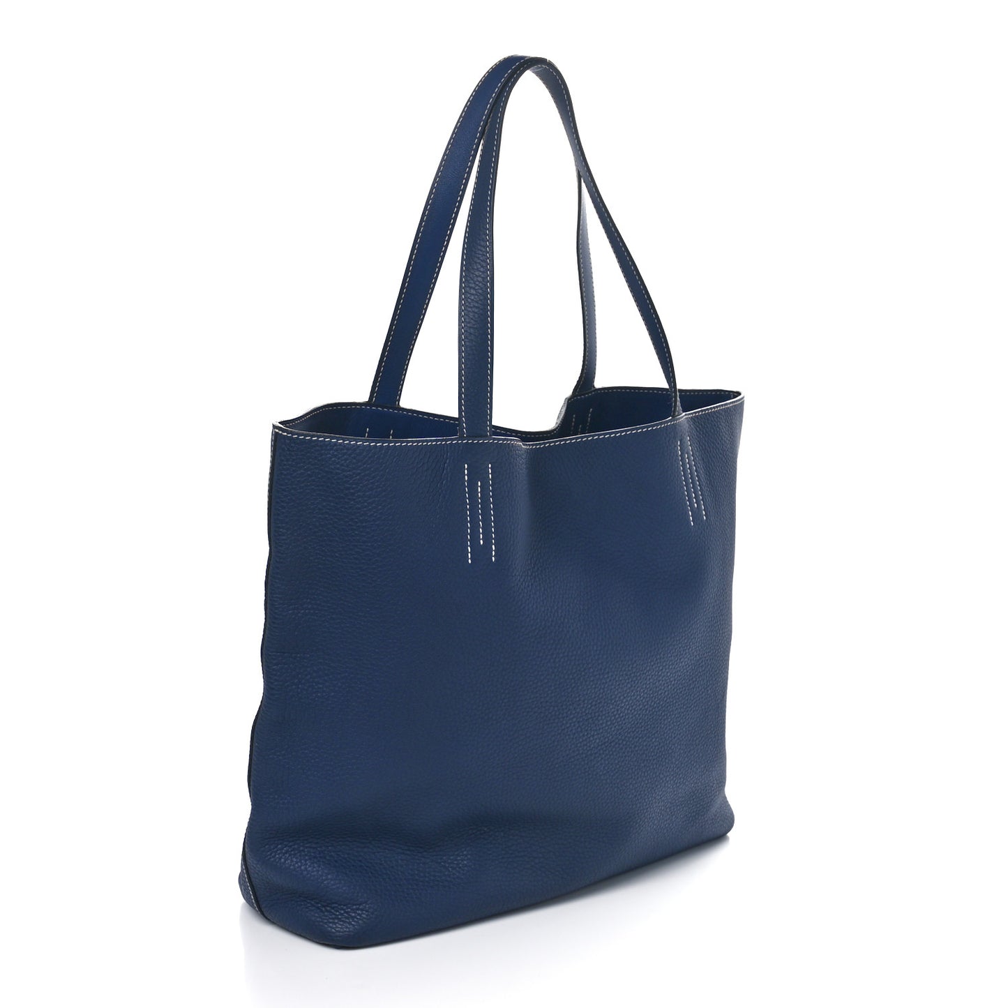 Veau Sikkim Taurillon Clemence Double Sens 36 Reversible Tote Bleu Electrique Bleu De Malte
