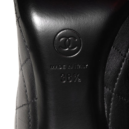 Chanel Leather Quilted CC Cap Toe Knee High Boots 38.5 Black 6 of 7