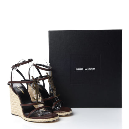 Saint Laurent Calfskin Cassandra Espadrille 105 Wedges 39 Chocolate 8 of 8
