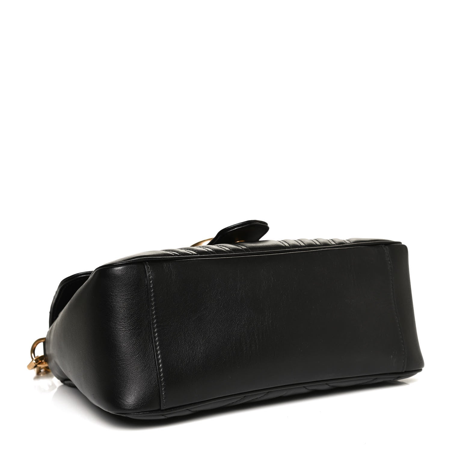 Gucci Calfskin Matelasse Small GG Marmont Top Handle Shoulder Bag Black 4 of 11
