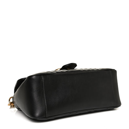 Gucci Calfskin Matelasse Small GG Marmont Top Handle Shoulder Bag Black 4 of 11