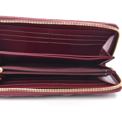 Chanel Lambskin Studded Quilted Zip Around Wallet Burgundy 5 of 13