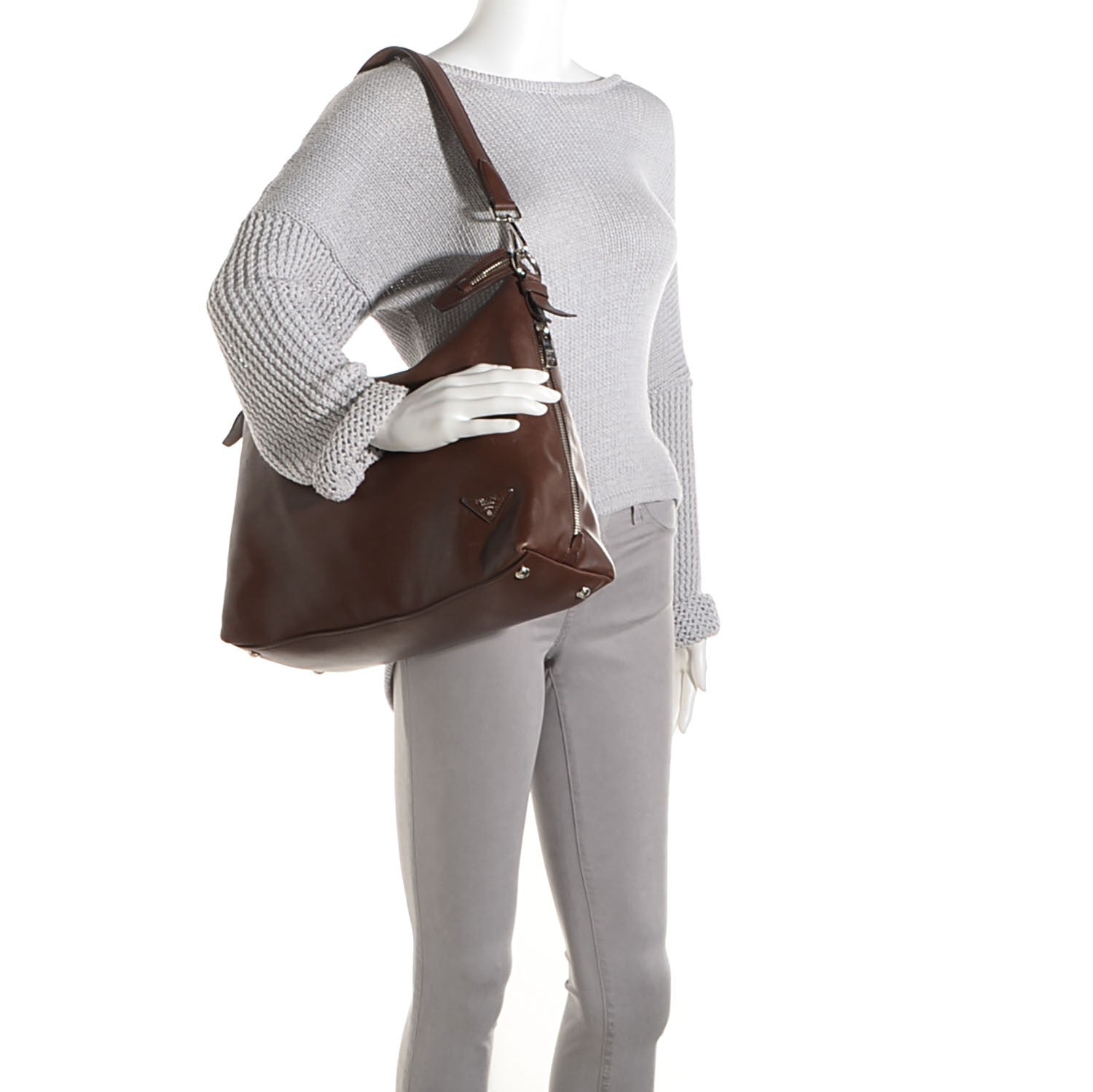 Prada Soft Calf Hobo Bruciato 2 of 11