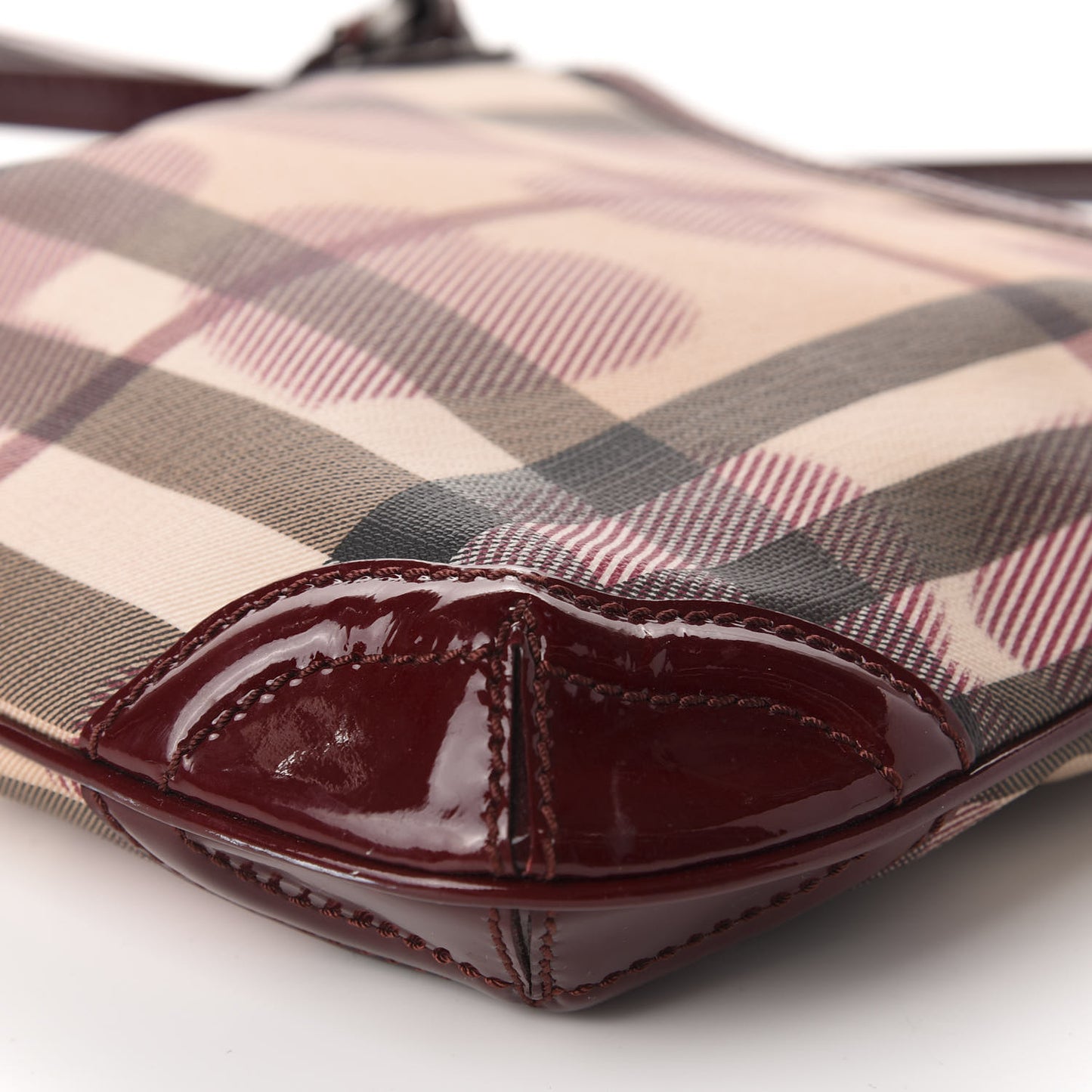 Patent Nova Check Heart Dryden Crossbody Bag Berry Red