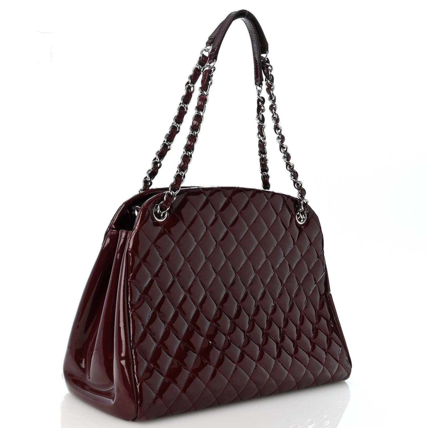 Chanel Patent Quilted Large Just Mademoiselle Bowling Bag Plum 3 of 13