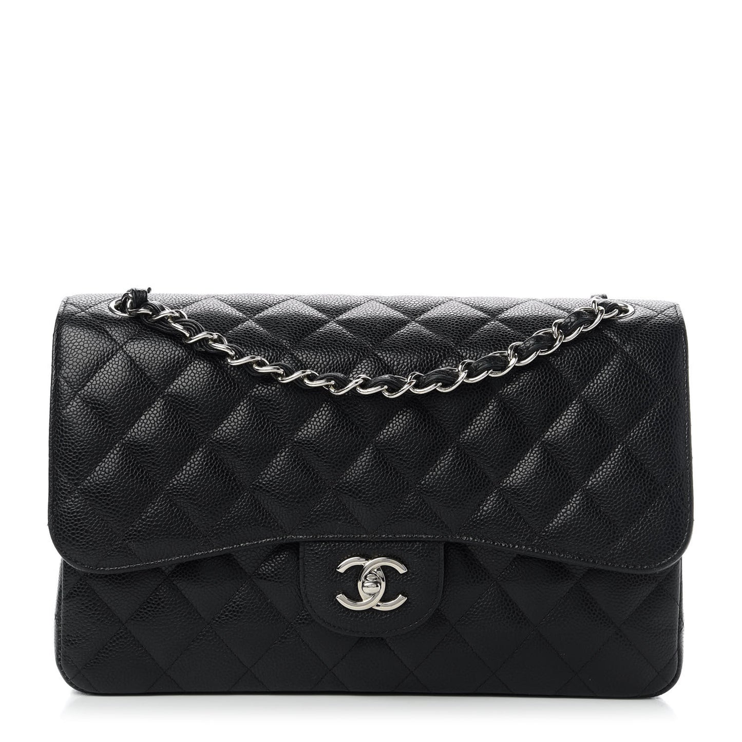 Caviar Quilted Jumbo Double Flap Black