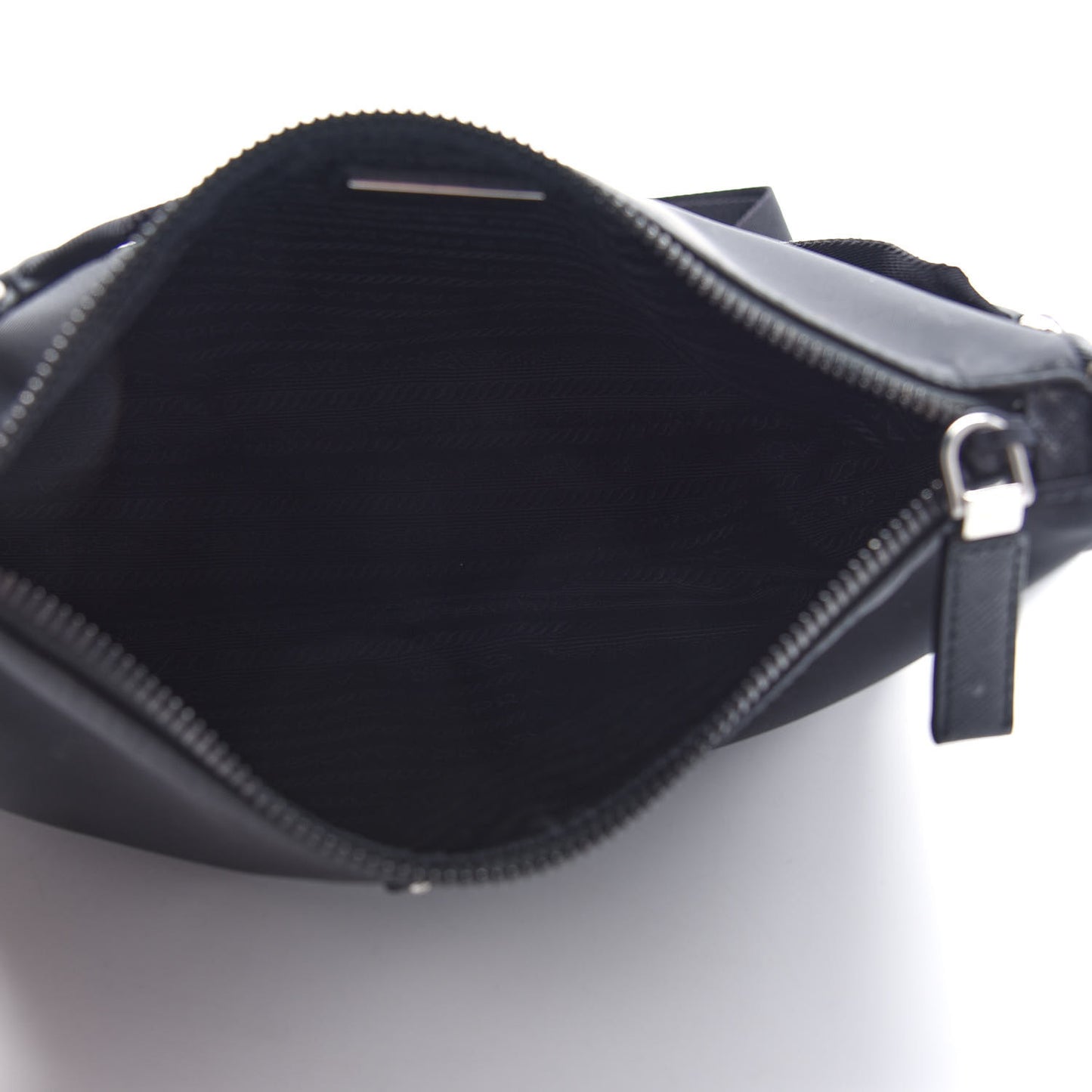 Re-Nylon Saffiano Pocket Zippered Shoulder Bag Black