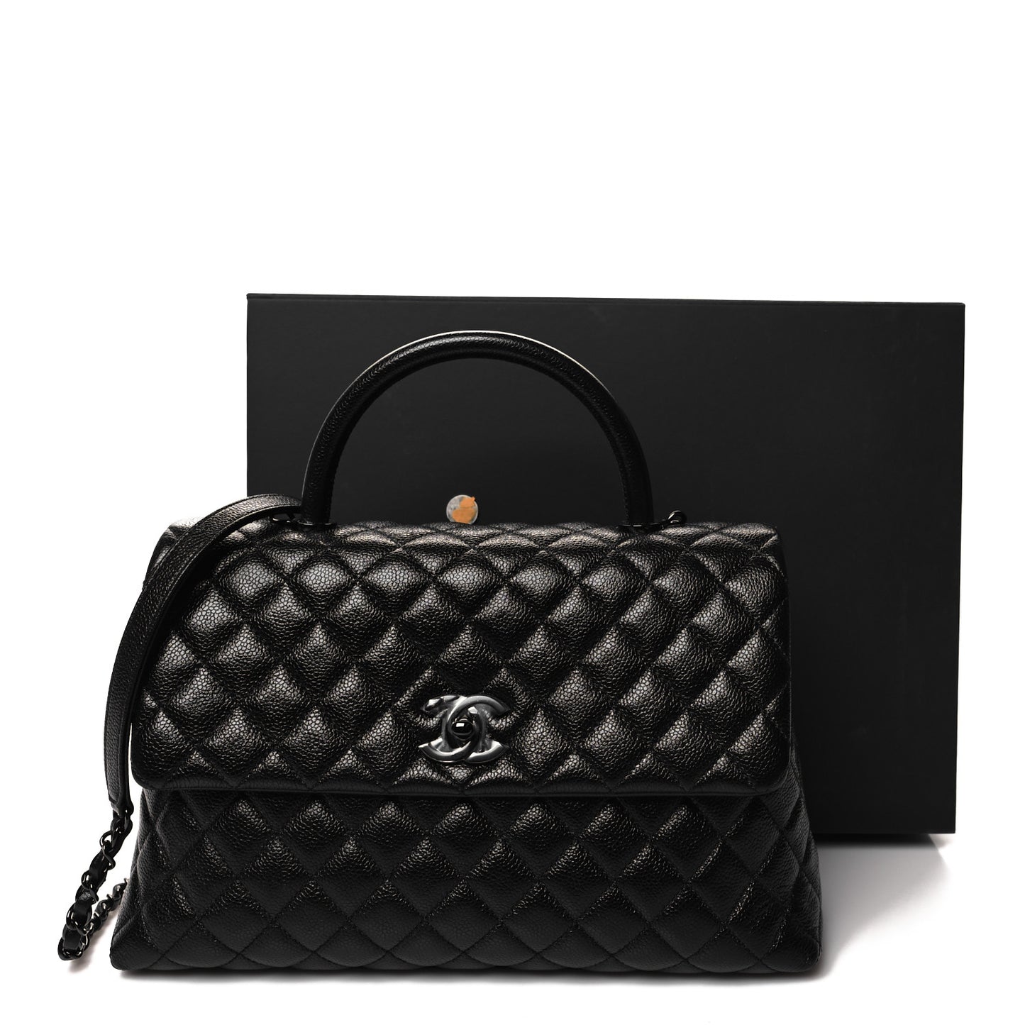 Caviar Quilted Medium Coco Handle Flap So Black
