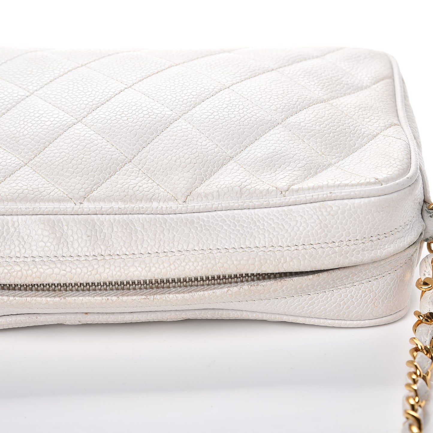Caviar Quilted Camera Case White