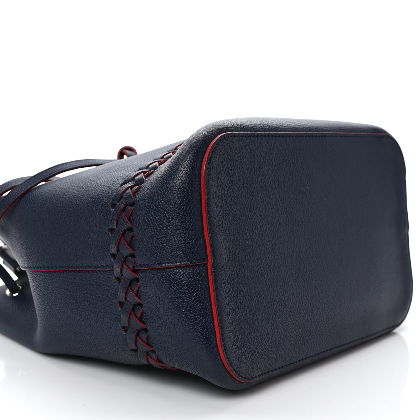 Soft Calfskin Braided Lockme Bucket Marine Rouge