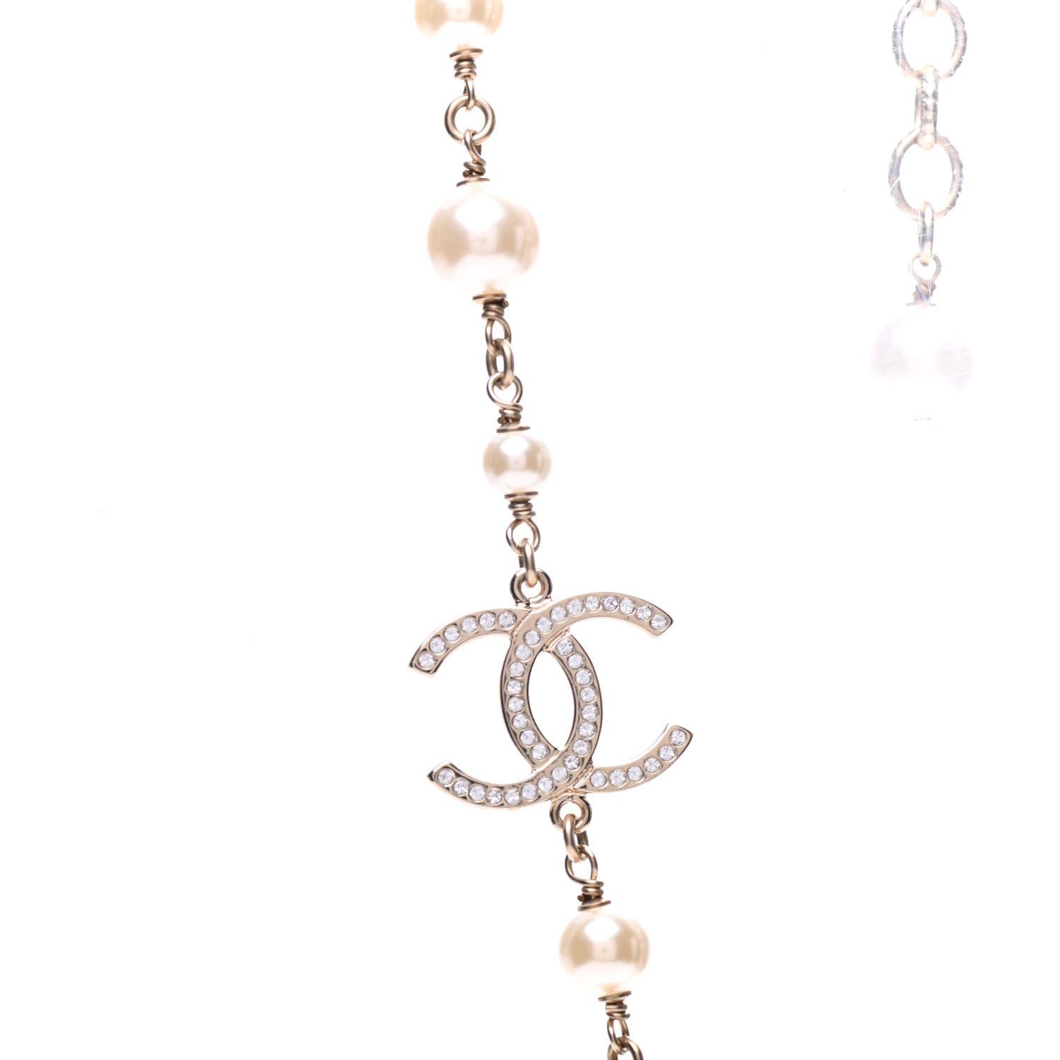 Chanel Crystal Pearl Star CC Short Necklace Silver 5 of 7