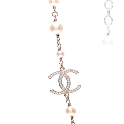 Chanel Crystal Pearl Star CC Short Necklace Silver 5 of 7