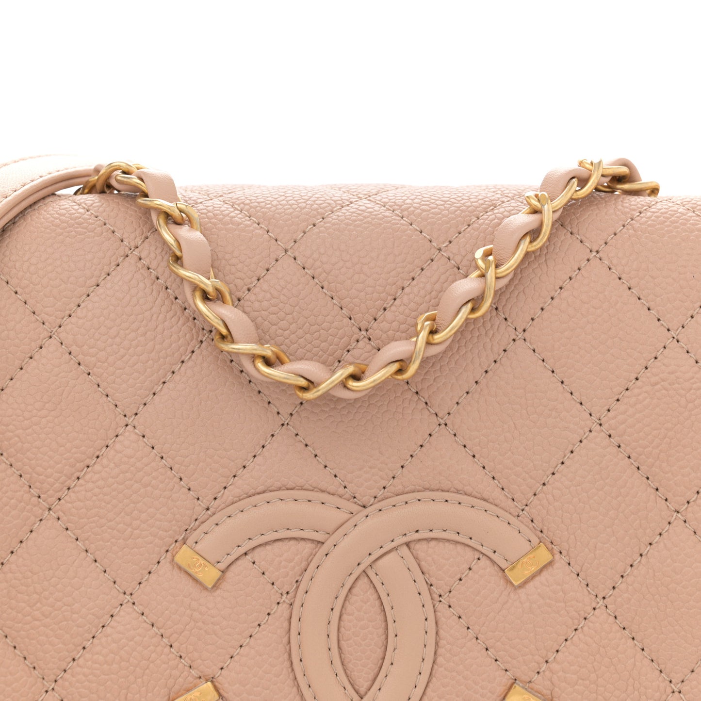 Caviar Quilted Medium CC Filigree Flap Beige