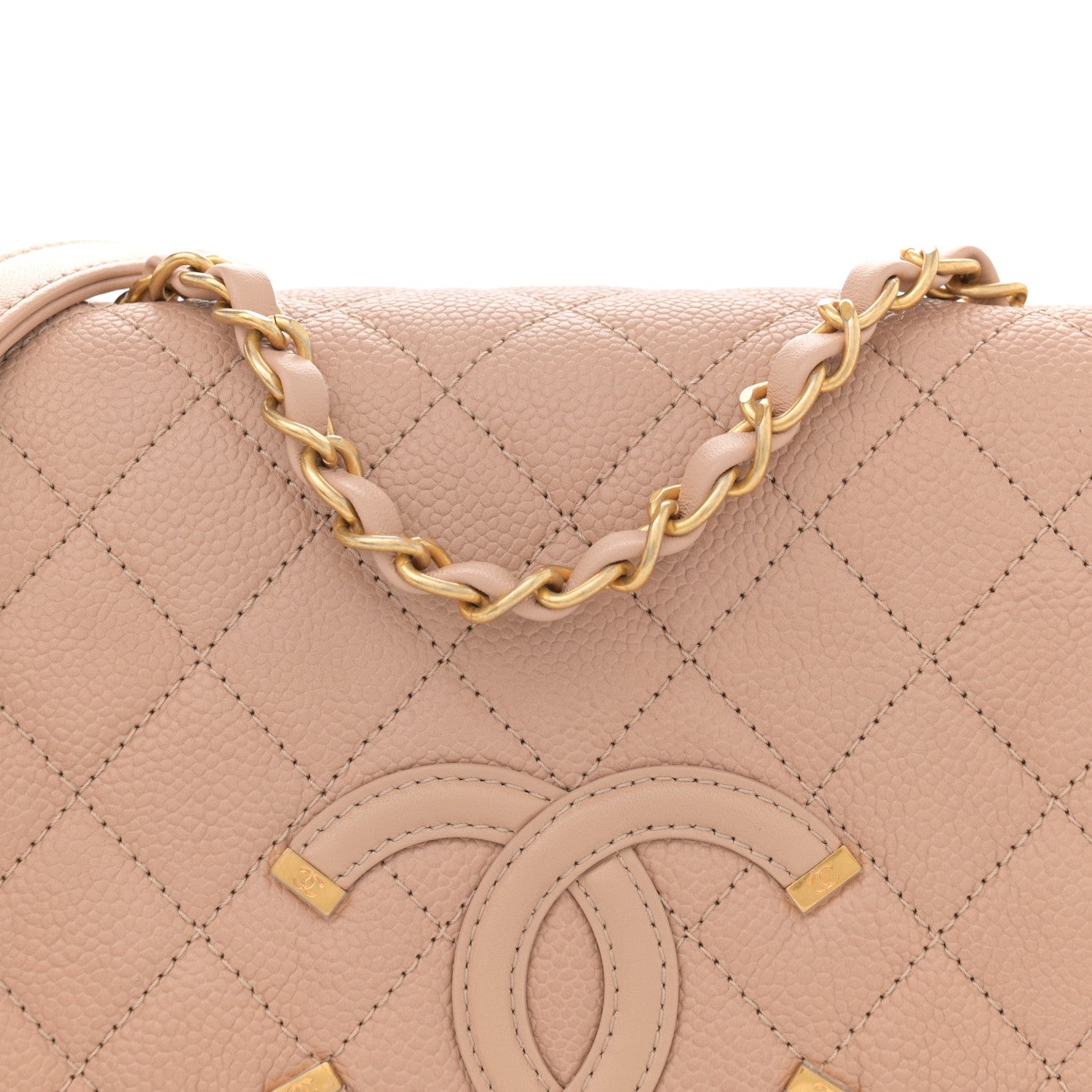 Chanel Caviar Quilted Medium CC Filigree Flap Beige 8 of 11