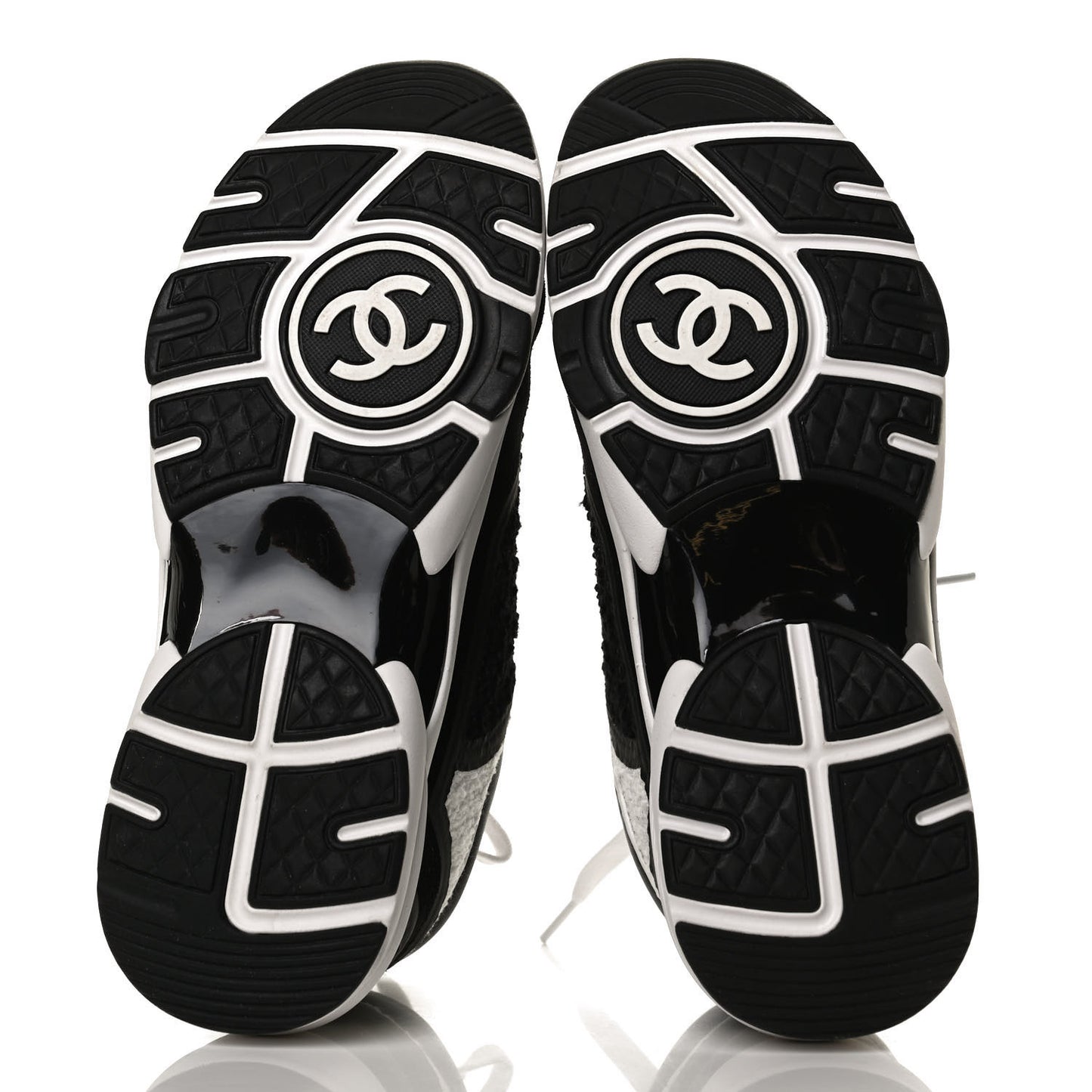 Tweed Suede Calfskin CC Sneakers 37 Black White