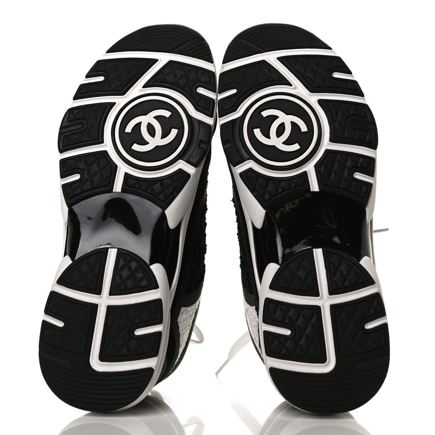 Chanel Tweed Suede Calfskin CC Sneakers 37 Black White 7 of 11