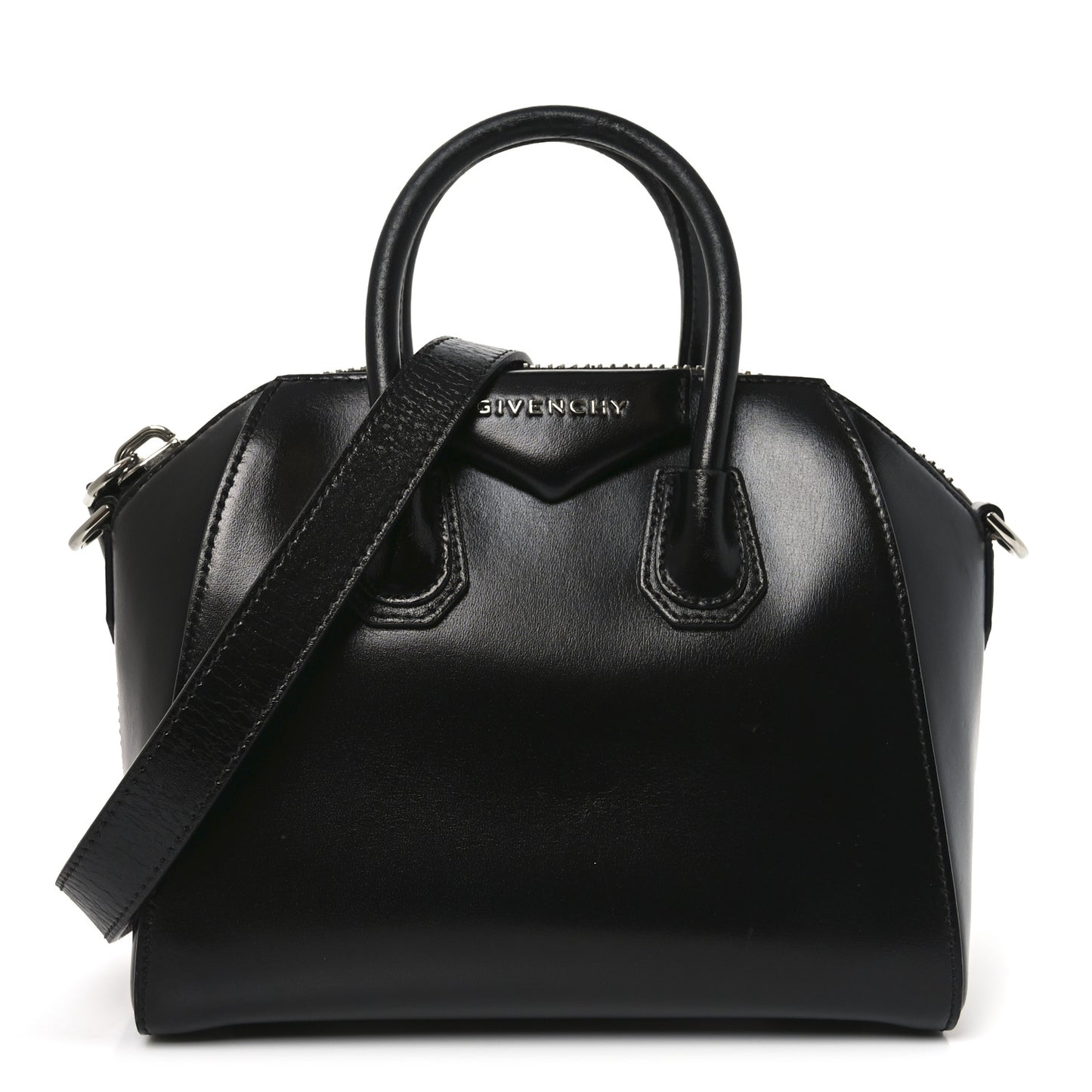 Shiny Lord Calfskin Mini Antigona Black