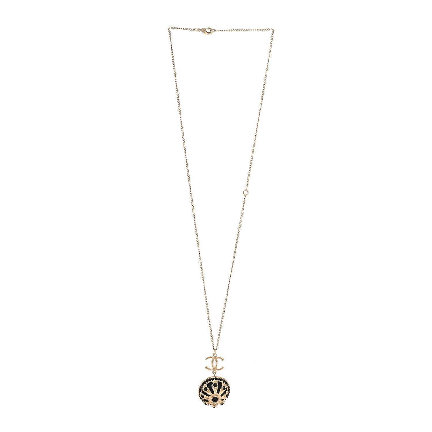 Chanel Crystal Resin CC Drop Necklace Gold Black 3 of 5
