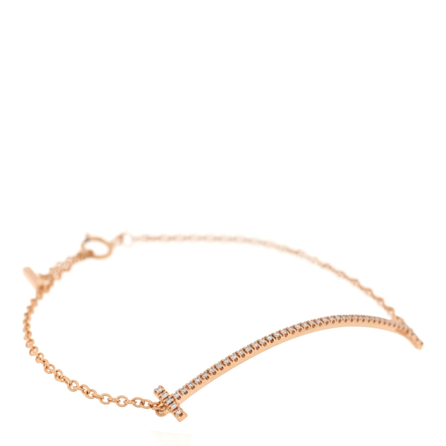 18K Rose Gold Diamond T Smile Bracelet