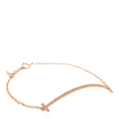 Tiffany 18K Rose Gold Diamond T Smile Bracelet 1 of 3