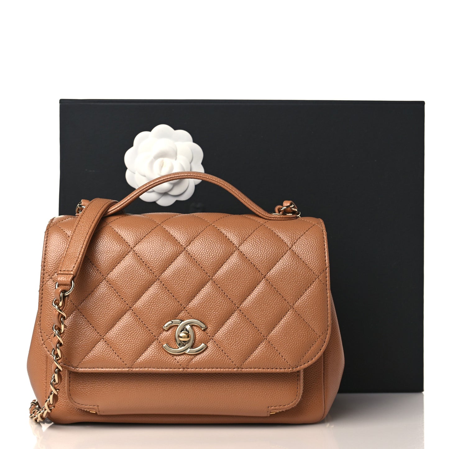 Caviar Quilted Medium Business Affinity Flap Brown