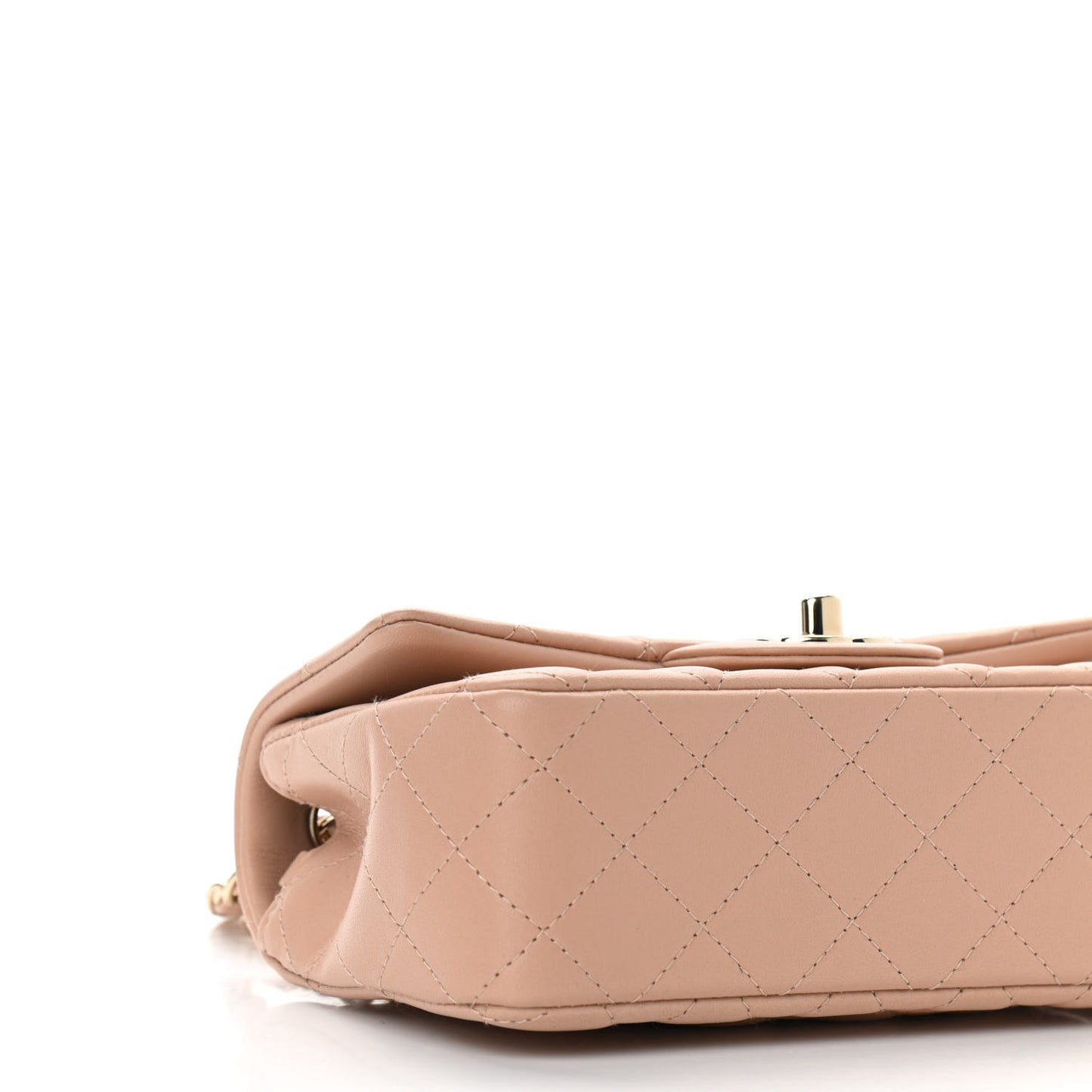 Lambskin Quilted Mini Rectangular Flap Beige