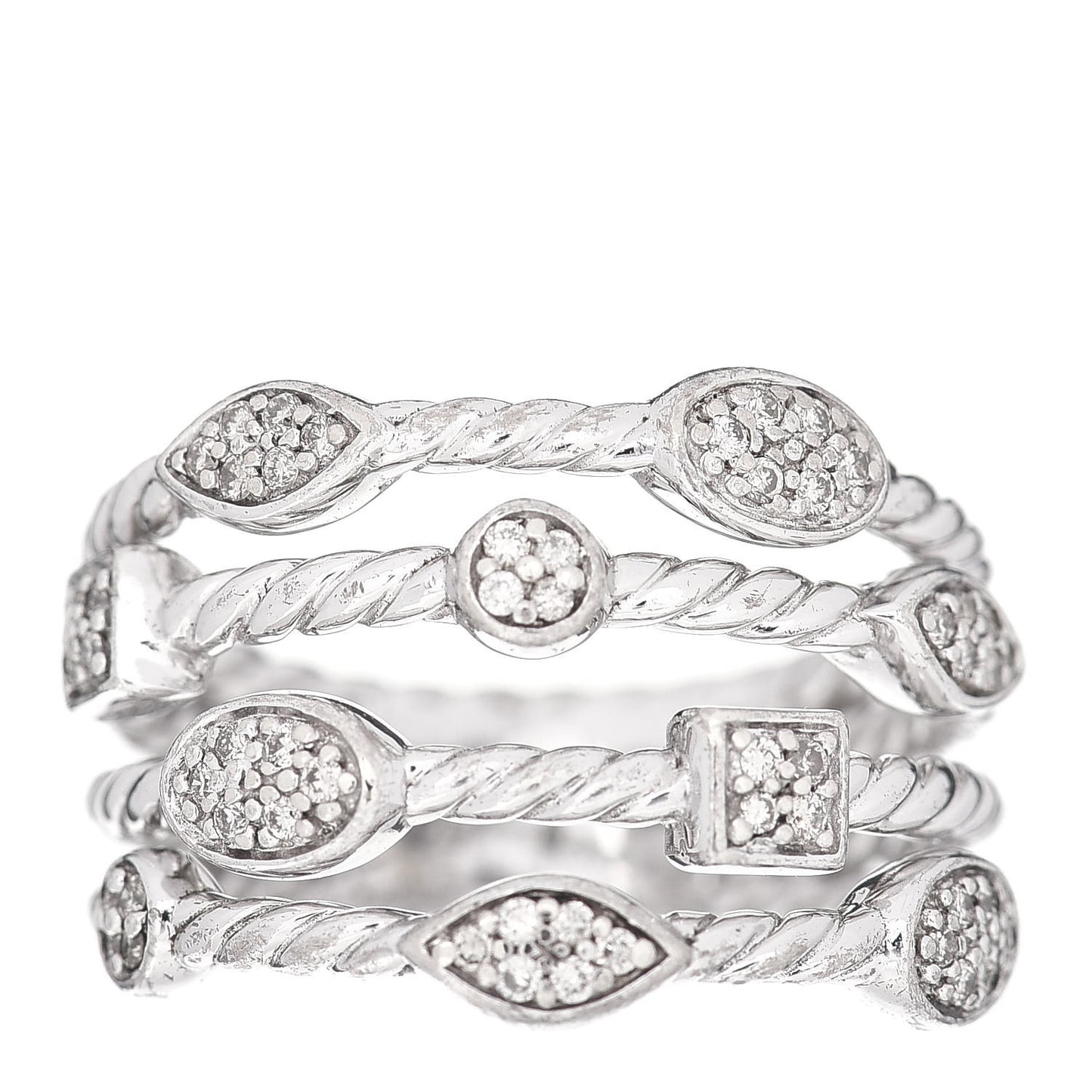 Sterling Silver Diamond Confetti 4 Row Ring 55 7.25