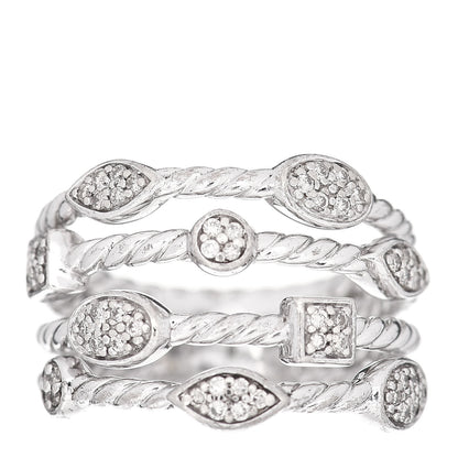 David Yurman Sterling Silver Diamond Confetti 4 Row Ring 55 7.25 1 of 5