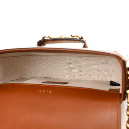Gucci New Canvas Charisma Calfskin Crystal GG Monogram Mini Horsebit 1955 Shoulder Bag Camel Ebony 5 of 12