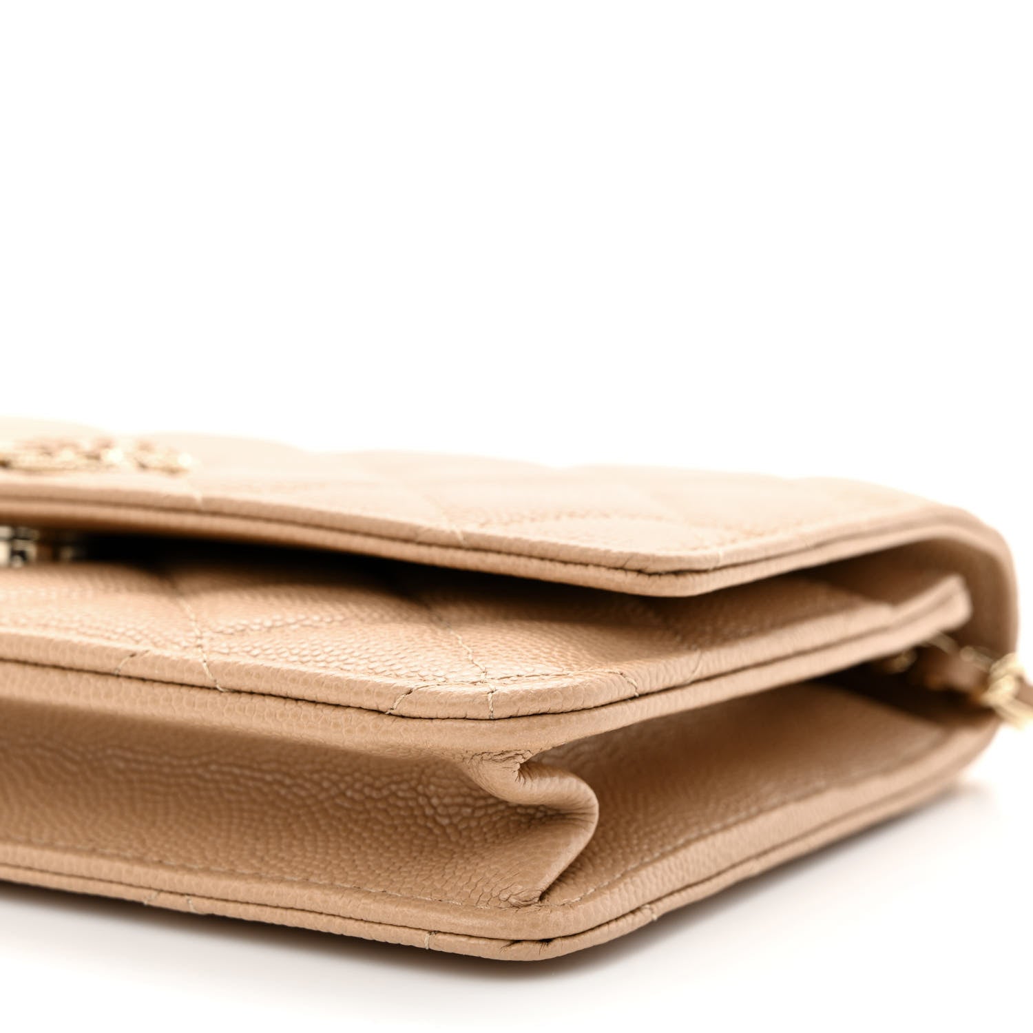 Chanel Caviar Quilted Crystal CC Wallet On Chain WOC Beige 11 of 13