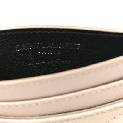 Saint Laurent Grain De Poudre Matelasse Chevron Monogram Credit Card Case Nude Powder 7 of 12