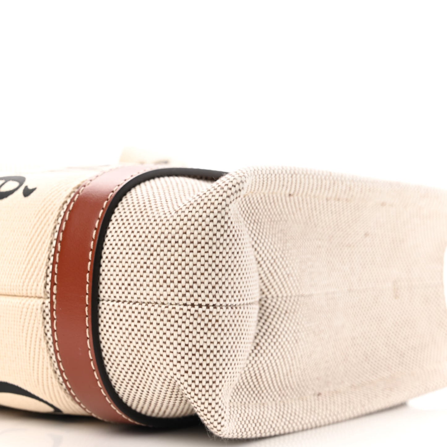 Cotton Calfskin Small Woody Ribbon Tote With Strap White Brown