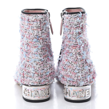 Chanel Tweed Cap Toe CC Short Boots 39.5 Pink Blue Black 5 of 10