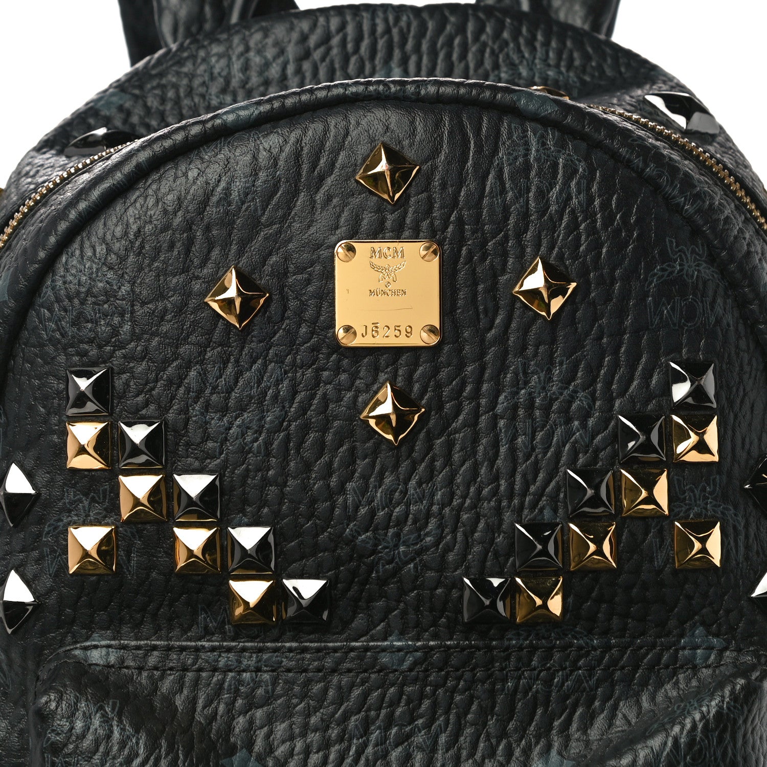 MCM Visetos Studded Small Stark M Backpack Black 8 of 10