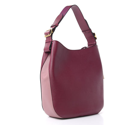 Burberry Soft Grain Calfskin Bi-Color Small Elmstone Hobo Dark Plum Dusty Pink 3 of 9