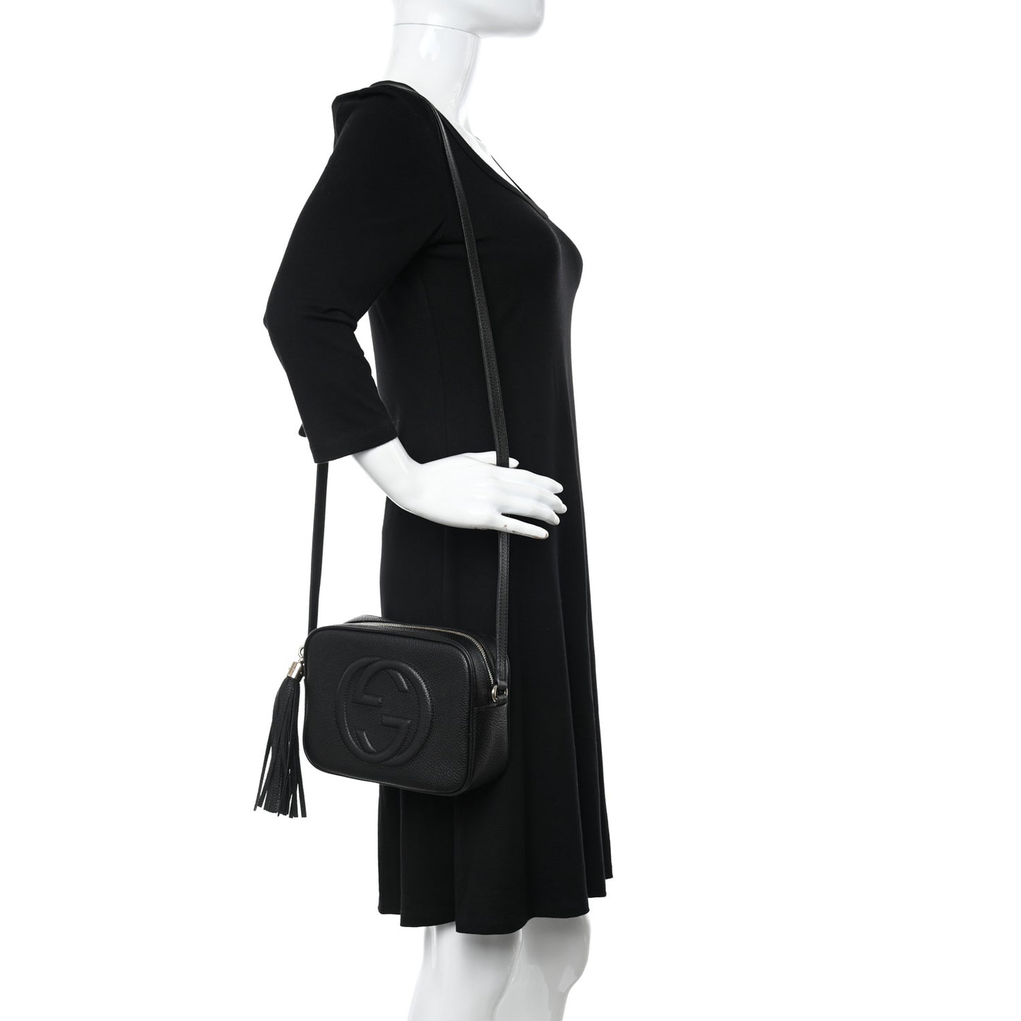 Pebbled Calfskin Small Soho Disco Bag Black