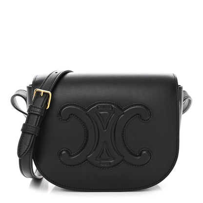 Celine Smooth Calfskin Cuir Triomphe Folco Crossbody Bag Black 1 of 11