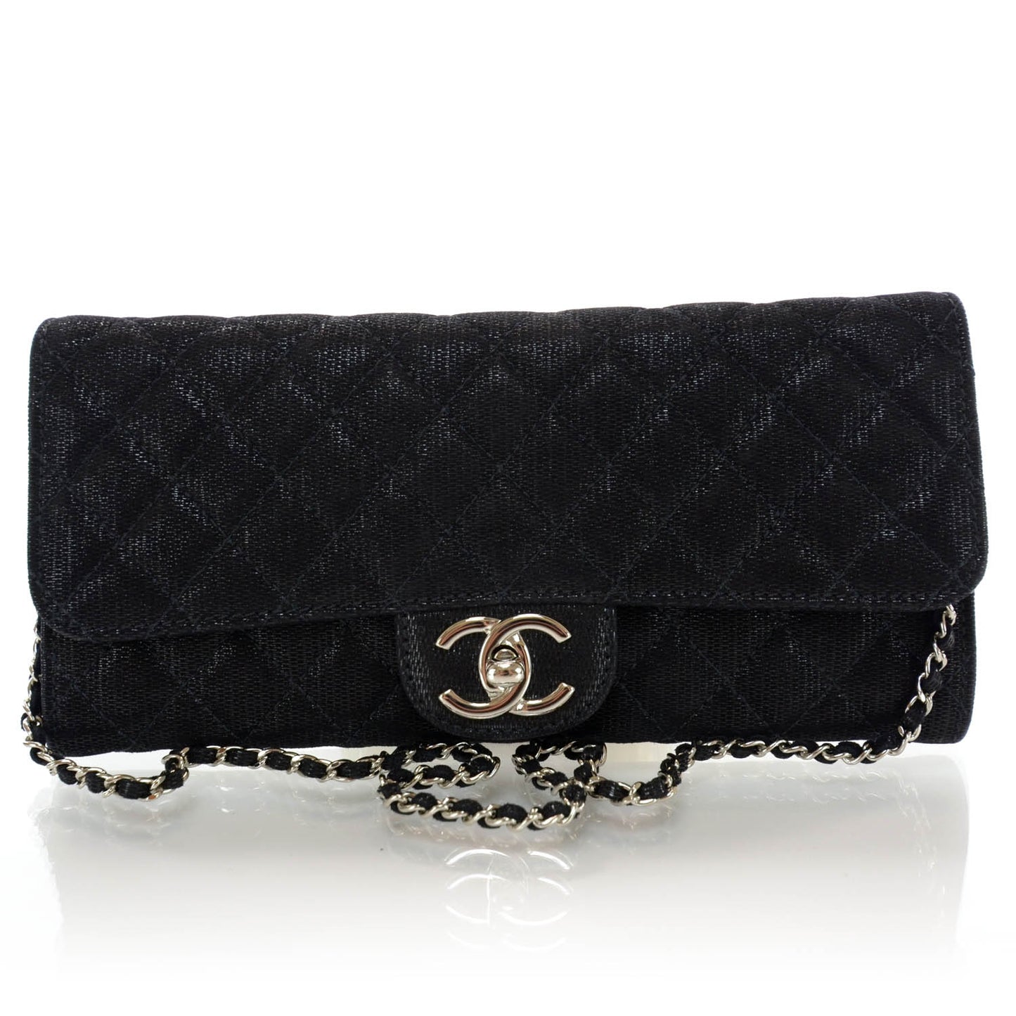 Woven Calfskin Clutch Bag Black