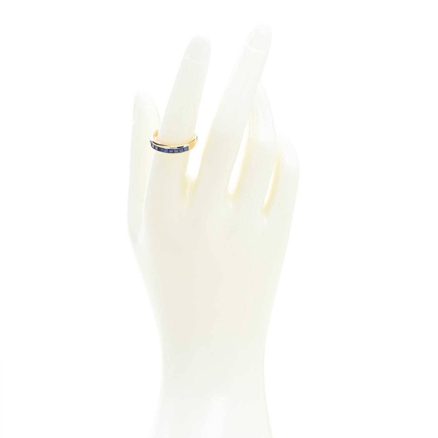 18K Yellow Gold Blue Sapphire 4mm Band Ring 54 6.75