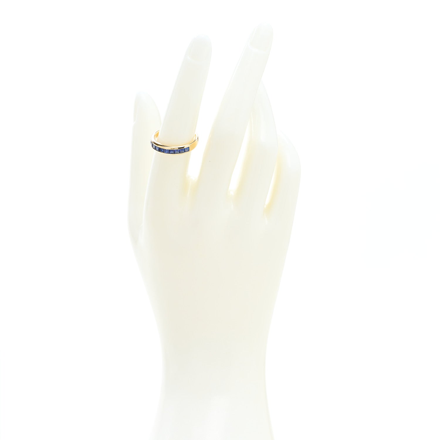 Tiffany 18K Yellow Gold Blue Sapphire 4mm Band Ring 54 6.75 2 of 4