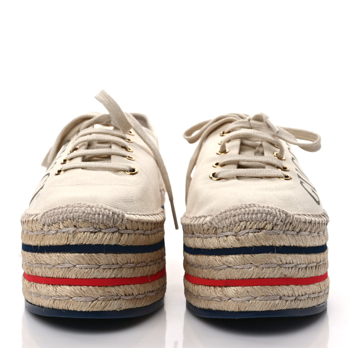 Canvas Logo Lace-Up Platform Espadrilles 40 Greggio Grege