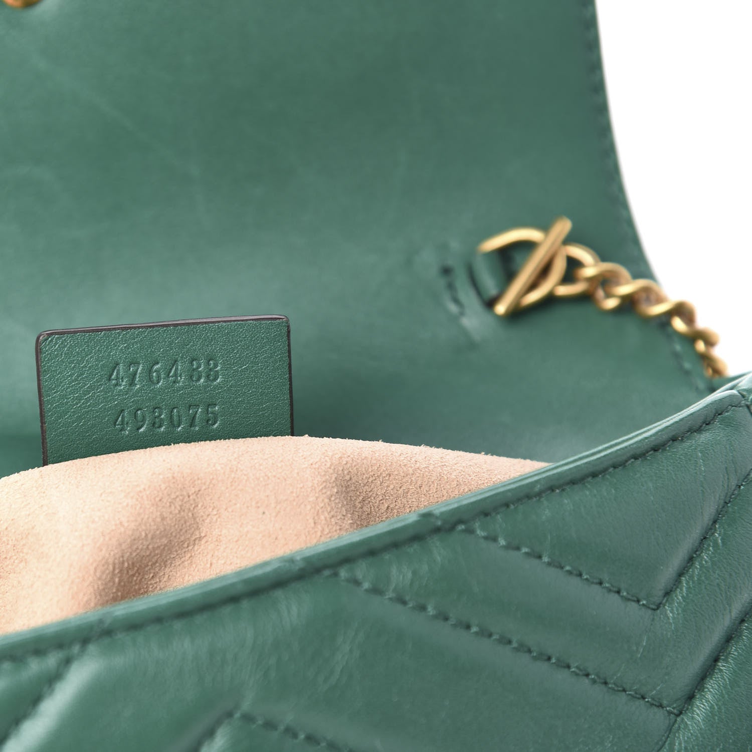 Gucci Calfskin Matelasse Super Mini GG Marmont Shoulder Bag Emerald Green 7 of 13