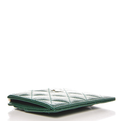 Chanel Metallic Caviar Quilted CC Zip Card Holder Green 4 of 8