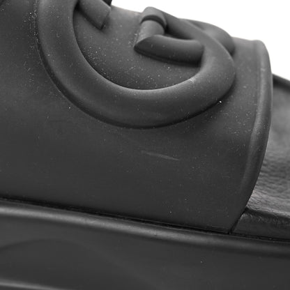 Gucci Soft Rubber Womens Interlocking G Platform 42mm Slide Sandals 39 Black 9 of 12