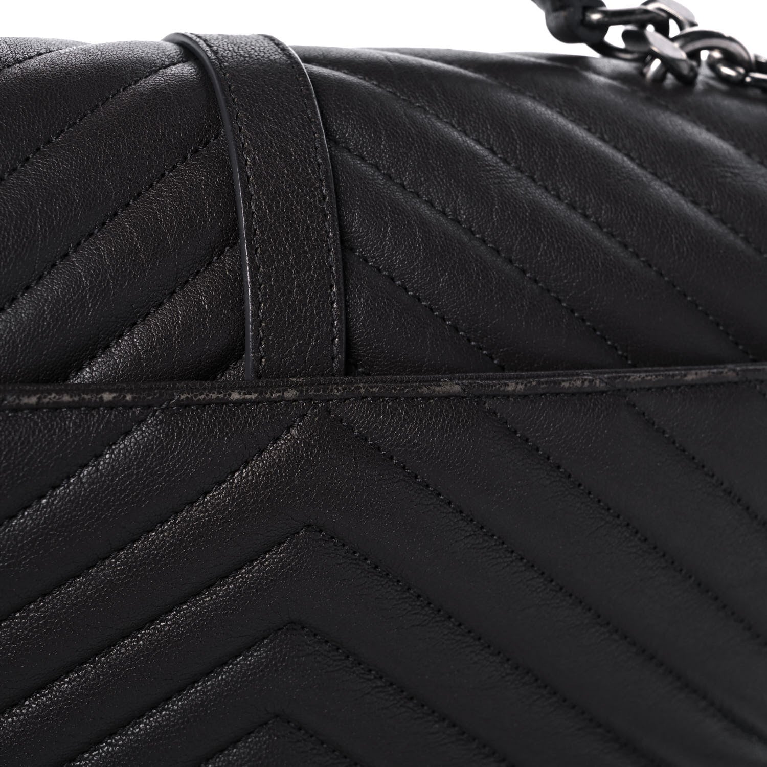 Saint Laurent Sheepskin Matelasse Chevron Monogram Medium College Bag Asphalt 12 of 12