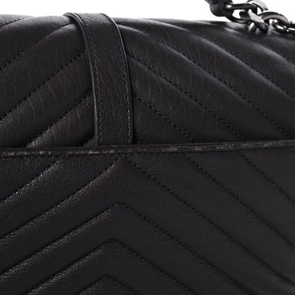 Saint Laurent Sheepskin Matelasse Chevron Monogram Medium College Bag Asphalt 12 of 12